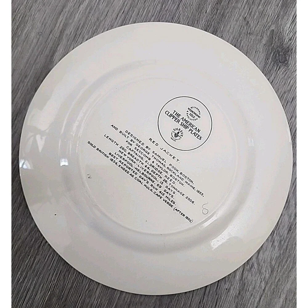 Wedgwood American Clipper Ship Series 9” Red Jacket Black Luncheon Plate